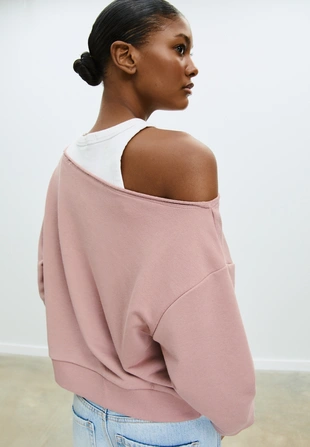 Толстовка с графическим вырезом на плече- Заказать в России