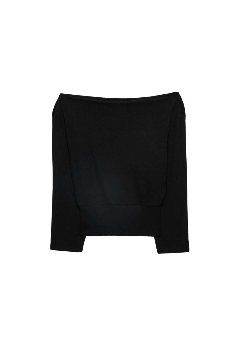 Трикотажная футболка с вырезом-лодочкой и поясом