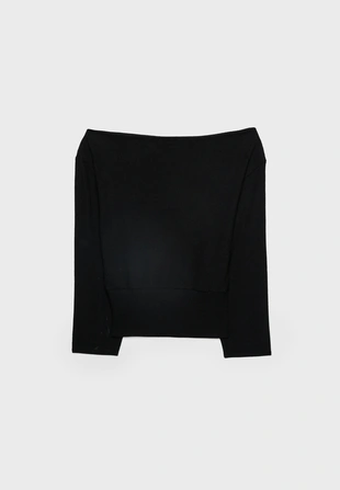 Трикотажная футболка с вырезом-лодочкой и поясом- Заказать в России