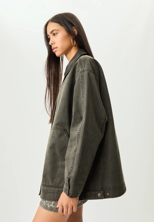 Куртка оверсайз с вощеным покрытием- Заказать в России