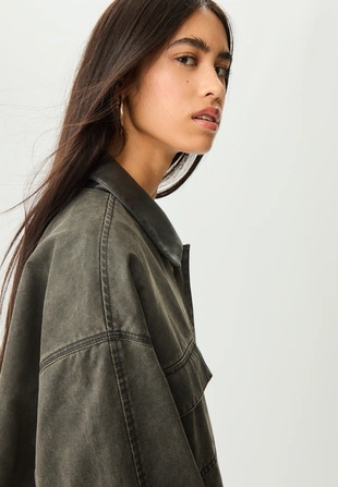 Куртка оверсайз с вощеным покрытием- Заказать в России