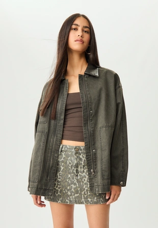 Куртка оверсайз с вощеным покрытием- Заказать в России