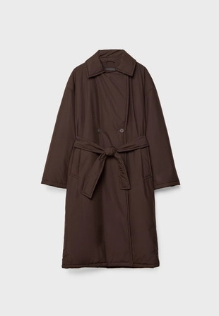 Длинное стеганое пальто в стиле тренч- Заказать в России