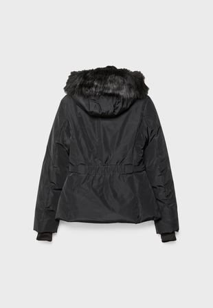 Приталенная стеганая куртка с капюшоном и мехом- Заказать в России