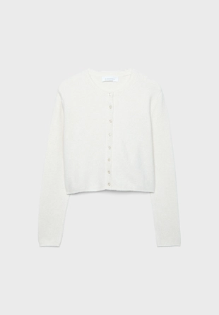 Вязаный кардиган с пуговицами из мягкой ткани- Заказать в России