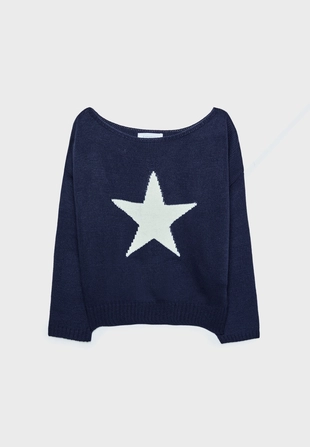 Асимметричный трикотажный джемпер со звездой- Заказать в России