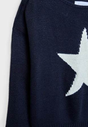 Асимметричный трикотажный джемпер со звездой- Заказать в России