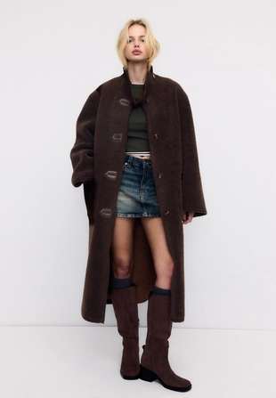 Длинное двустороннее пальто с двойной поверхностью- Заказать в России