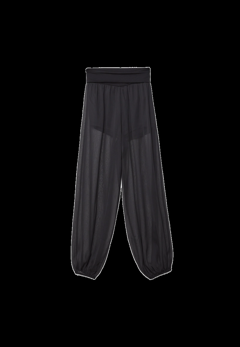 Брюки-баллоны из шифона с отворотом на талии