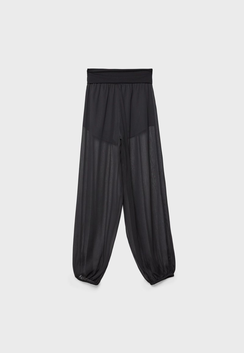 Брюки-баллоны из шифона с отворотом на талии