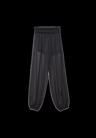 Брюки-баллоны из шифона с отворотом на талии- Заказать в России