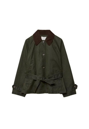 Короткий тренч с вощеным покрытием и поясом- Заказать в России