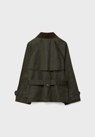 Короткий тренч с вощеным покрытием и поясом- Заказать в России