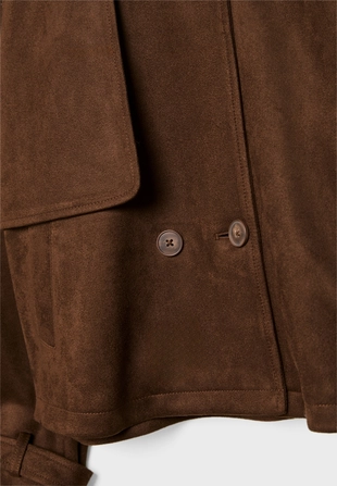 Укороченный тренч под искусственную замшу- Заказать в России