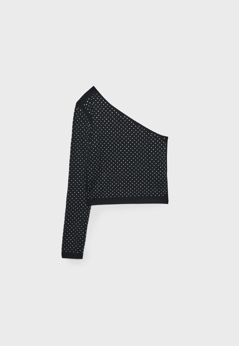 Асимметричный топ с блестящей отделкой