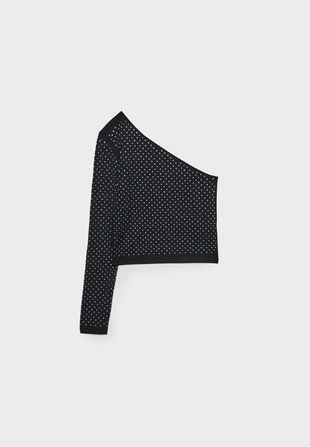 Асимметричный топ с блестящей отделкой- Заказать в России