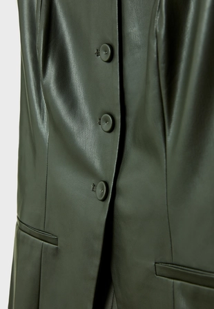 Топ с квадратным вырезом из искусственной кожи- Заказать в России