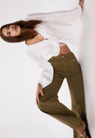 D77 брюки в минималистичном стиле с карманами- Заказать в России