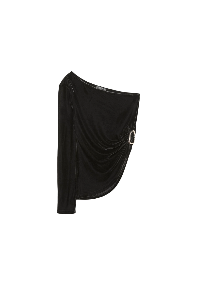 Асимметричный бархатный топ с пряжкой