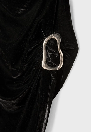 Асимметричный бархатный топ с пряжкой- Заказать в России