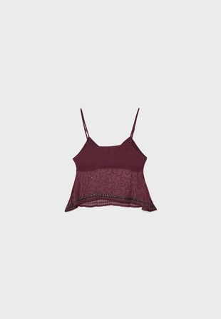 Топ на бретельках с вышивкой- Заказать в России