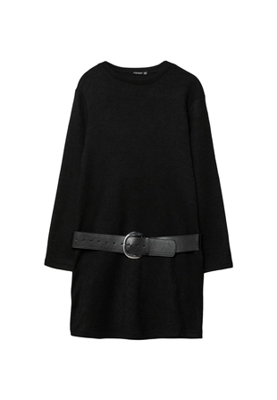 Короткое трикотажное платье с поясом- Заказать в России