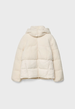 Стеганое комбинированное пальто под овчину- Заказать в России