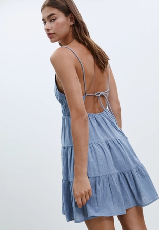 Короткое струящееся платье с завязками на спине- Заказать в России