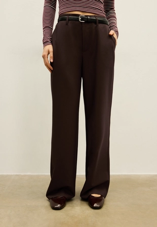 Прямые струящиеся брюки с поясом- Заказать в России