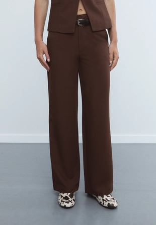 Прямые струящиеся брюки с поясом- Заказать в России