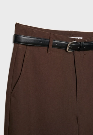 Прямые струящиеся брюки с поясом- Заказать в России