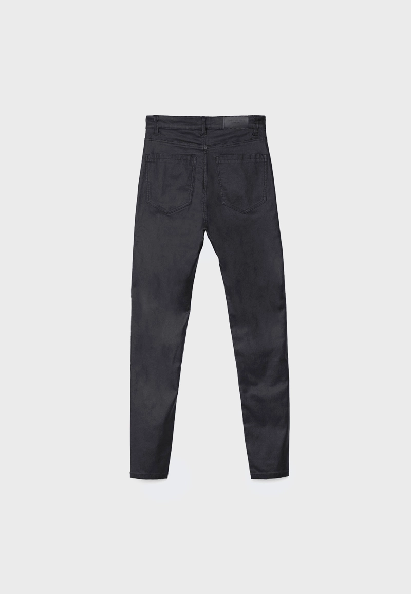 Брюки с вощеным покрытием и очень высокой посадкой