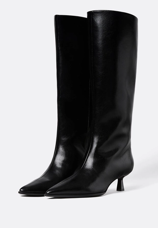 Сапоги на среднем тонком каблуке- Заказать в России