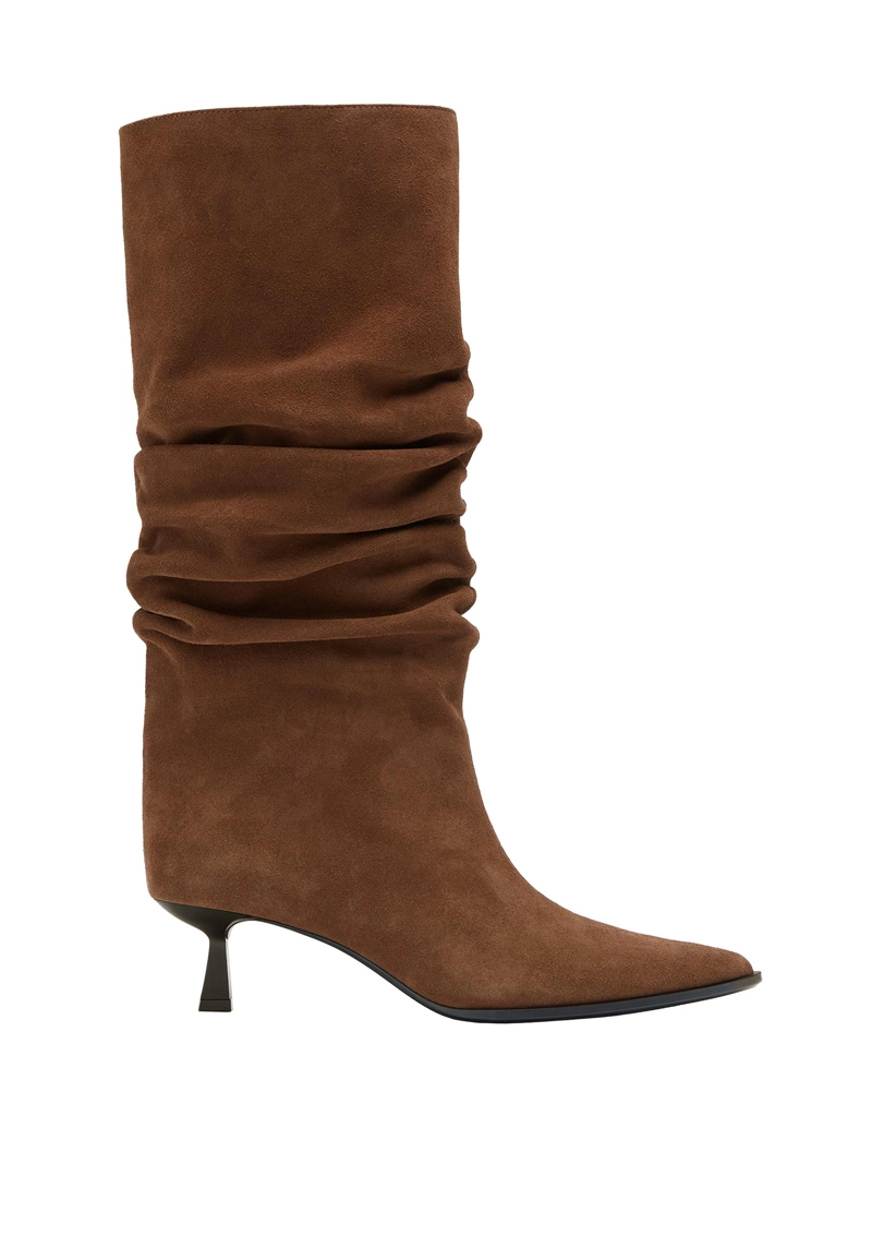 Кожаные ботинки kitten с голенищем свободного кроя