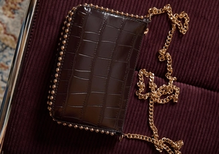 Мини-сумка с тиснением под крокодиловую кожу и бусинками- Заказать в России