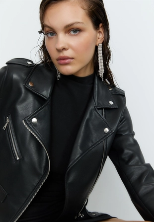 Байкерская куртка с ремнем из искусственной кожи- Заказать в России