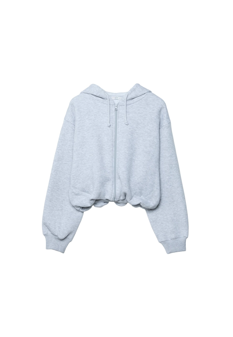 Толстовка-бомбер с принтованным капюшоном