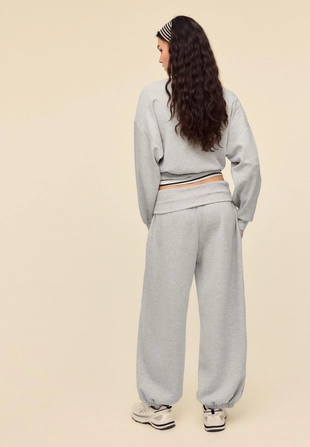 Мягкие брюки-джоггеры «рукава-фонарики» с отворотом на талии- Заказать в России