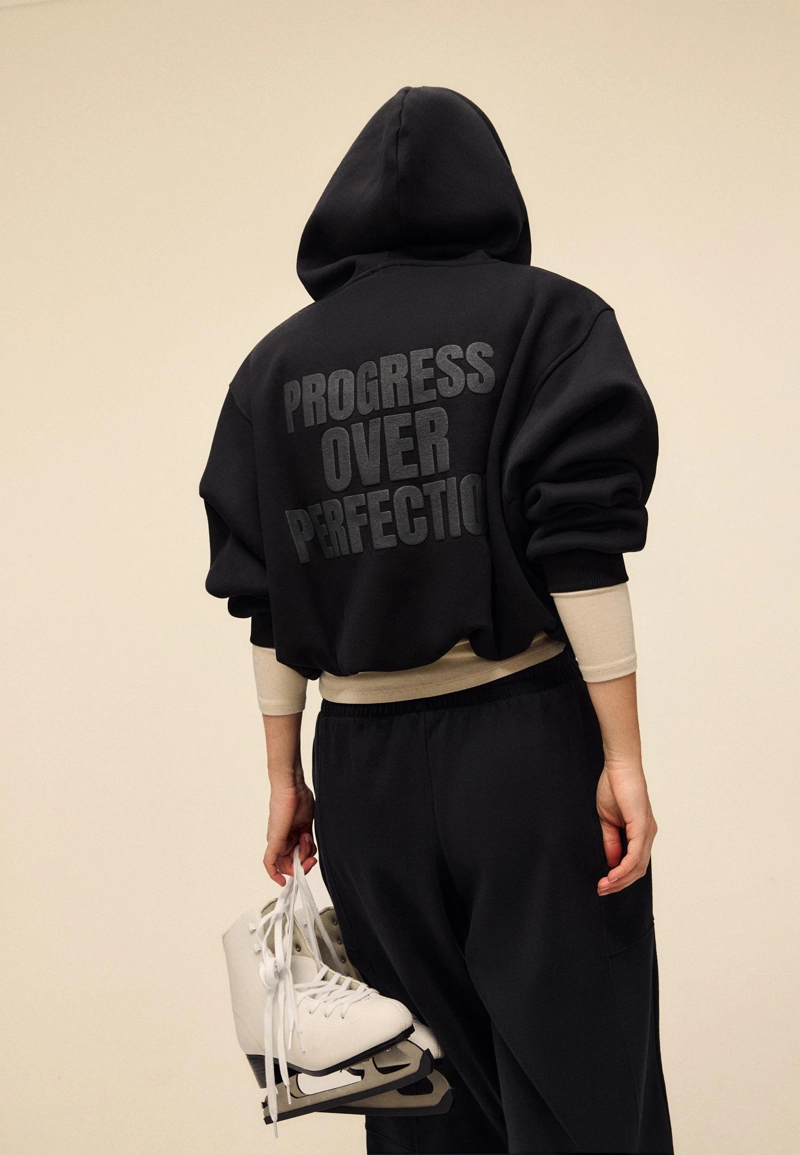 Толстовка-бомбер с принтованным капюшоном