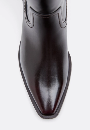 Коричневые сапоги-казаки с гладким голенищем- Заказать в России