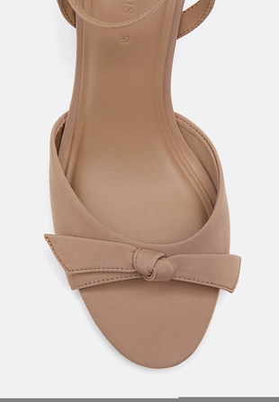 Босоножки на каблуке с бантом- Заказать в России