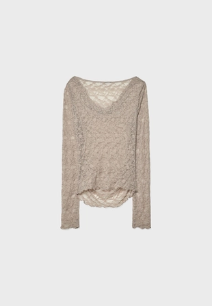 Футболка с драпировкой и кружевом- Заказать в России