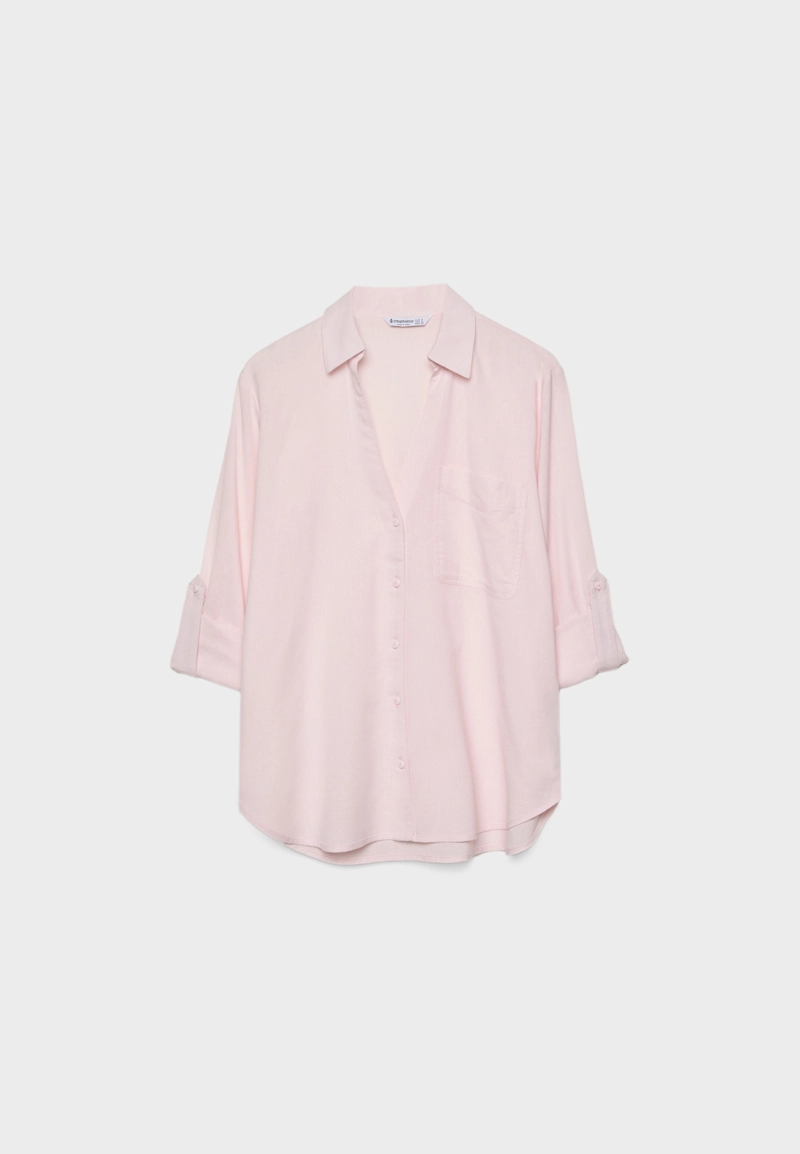 Свободная рубашка с карманом из льняной ткани