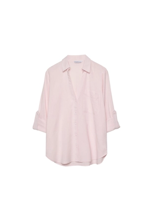 Свободная рубашка с карманом из льняной ткани- Заказать в России