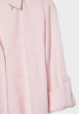 Свободная рубашка с карманом из льняной ткани- Заказать в России