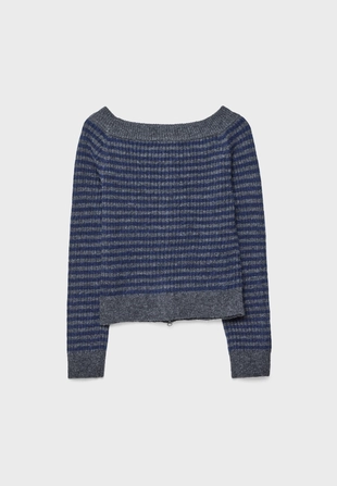 Dark blue|7572/670 - Stradivarius Кардиган с воротником-лодочкой и молнией