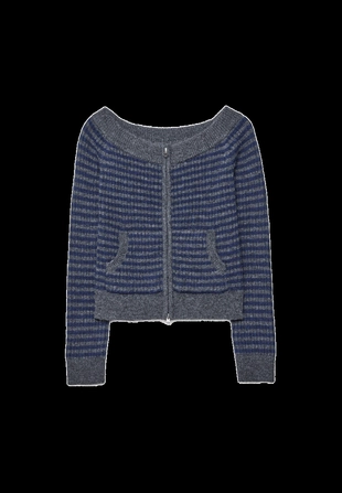 Кардиган с воротником-лодочкой и молнией- Заказать в России