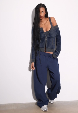 Кардиган с воротником-лодочкой и молнией- Заказать в России