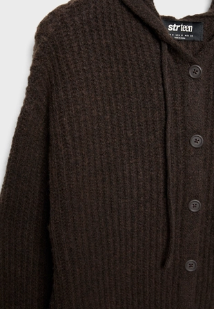 Кардиган с капюшоном на пуговицах- Заказать в России