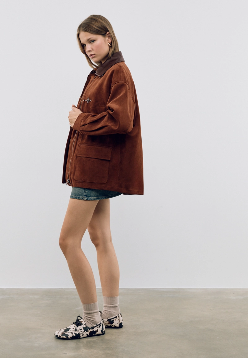 Куртка из искусственной замши с застежками-тоггл